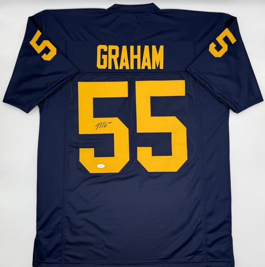 Mason Graham Signed Blue Michigan Wolverines Custom Jersey