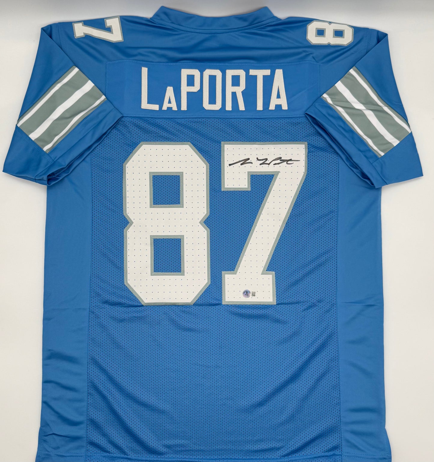 Sam LaPorta Autographed Detroit Lions Pro Style Blue Jersey Beckett Witnessed