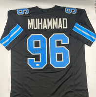 Al-Quadin Muhammad Autographed Detroit Lions Black Custom Football Jersey Beckett CoA