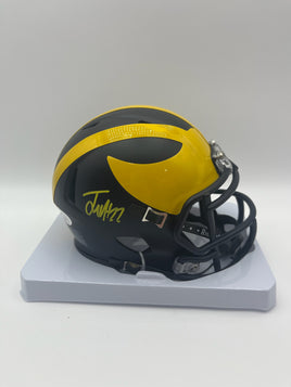 Justice Haynes Autographed Michigan Wolverines Mini Football Helmet JSA CoA
