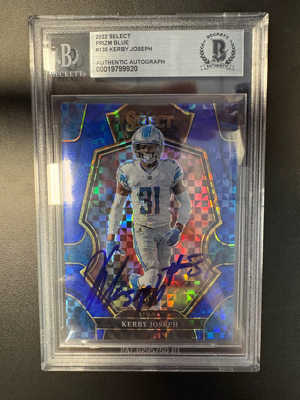 Kerby Joseph Autographed Detroit Lions Football Card Beckett Authenticated Auto Grade 10 /149.