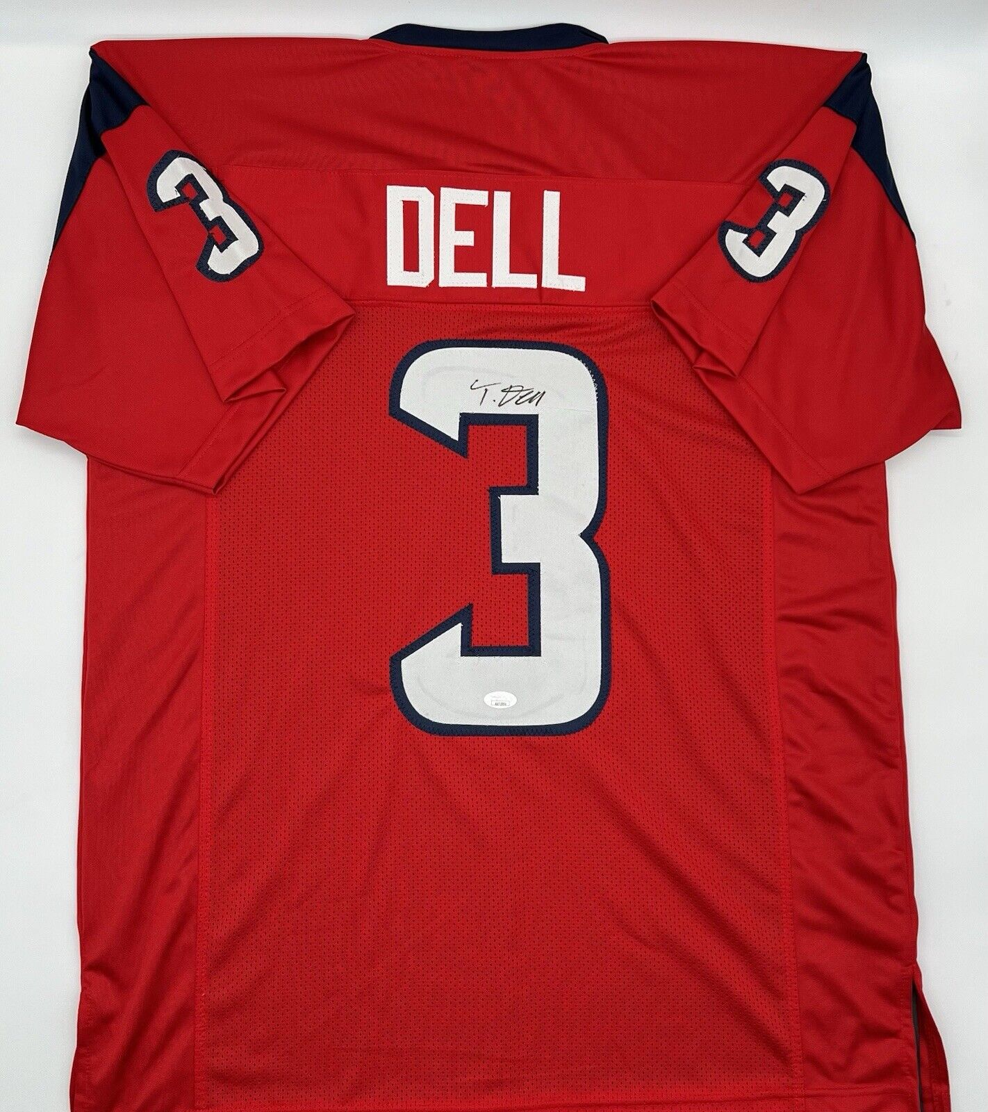 Tank Dell Signed Red Custom Houston Texans Jersey JSA COA