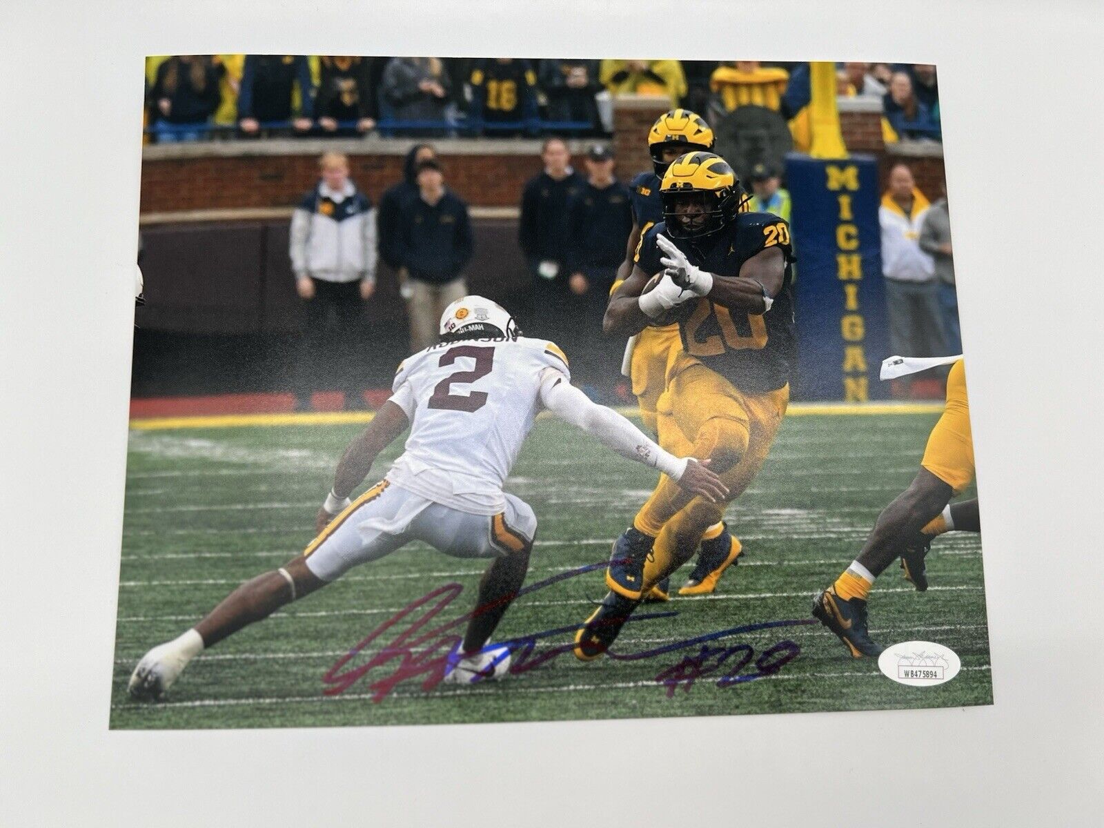 Kalel Mullings Signed 8x10 Michigan Wolverines Edit JSA WITNESSED COA