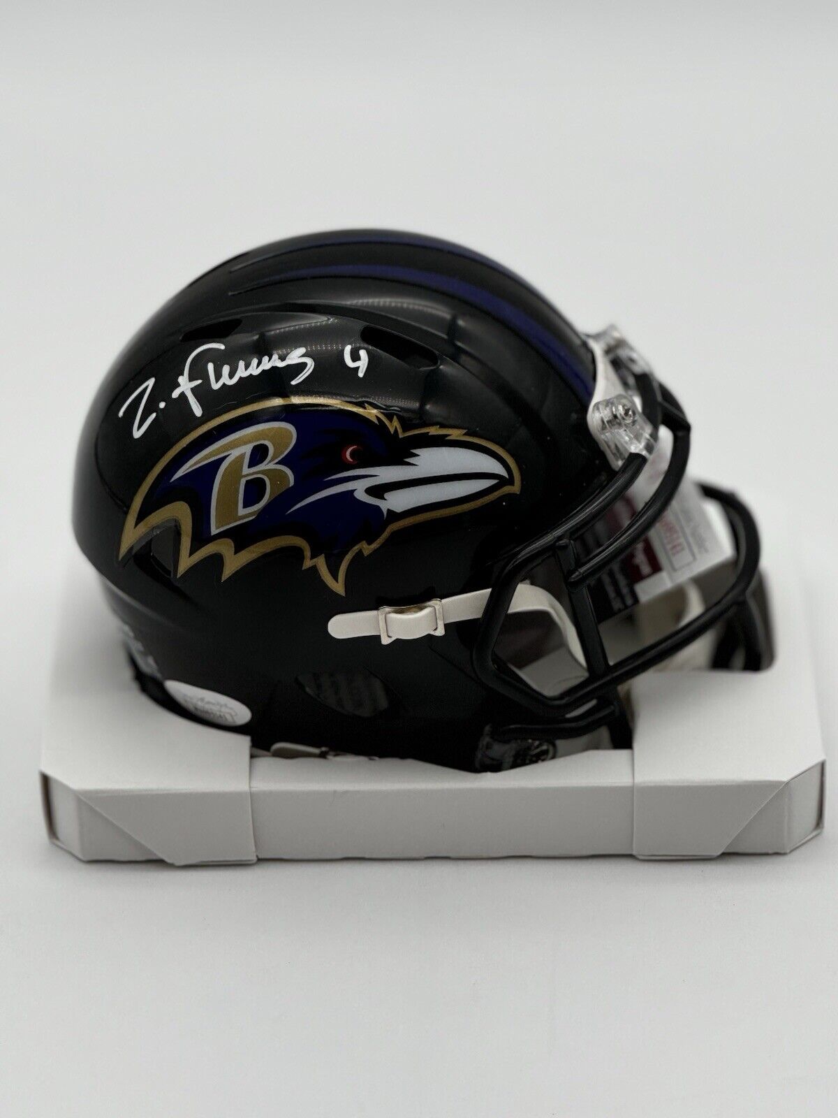 ZAY FLOWERS BALTIMORE RAVENS SIGNED MINI HELMET JSA AUTHENTIC