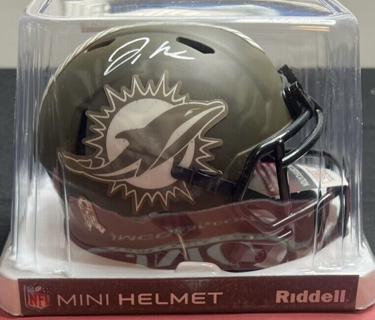 Jaylen Waddle Autographed Miami Dolphins 22 Salute Mini Helmet JSA CoA