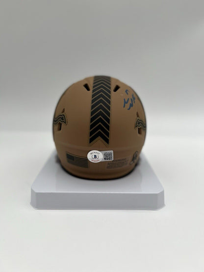 Sam LaPorta Autographed Detroit Lions Salute To Service Mini Helmet Beckett CoA