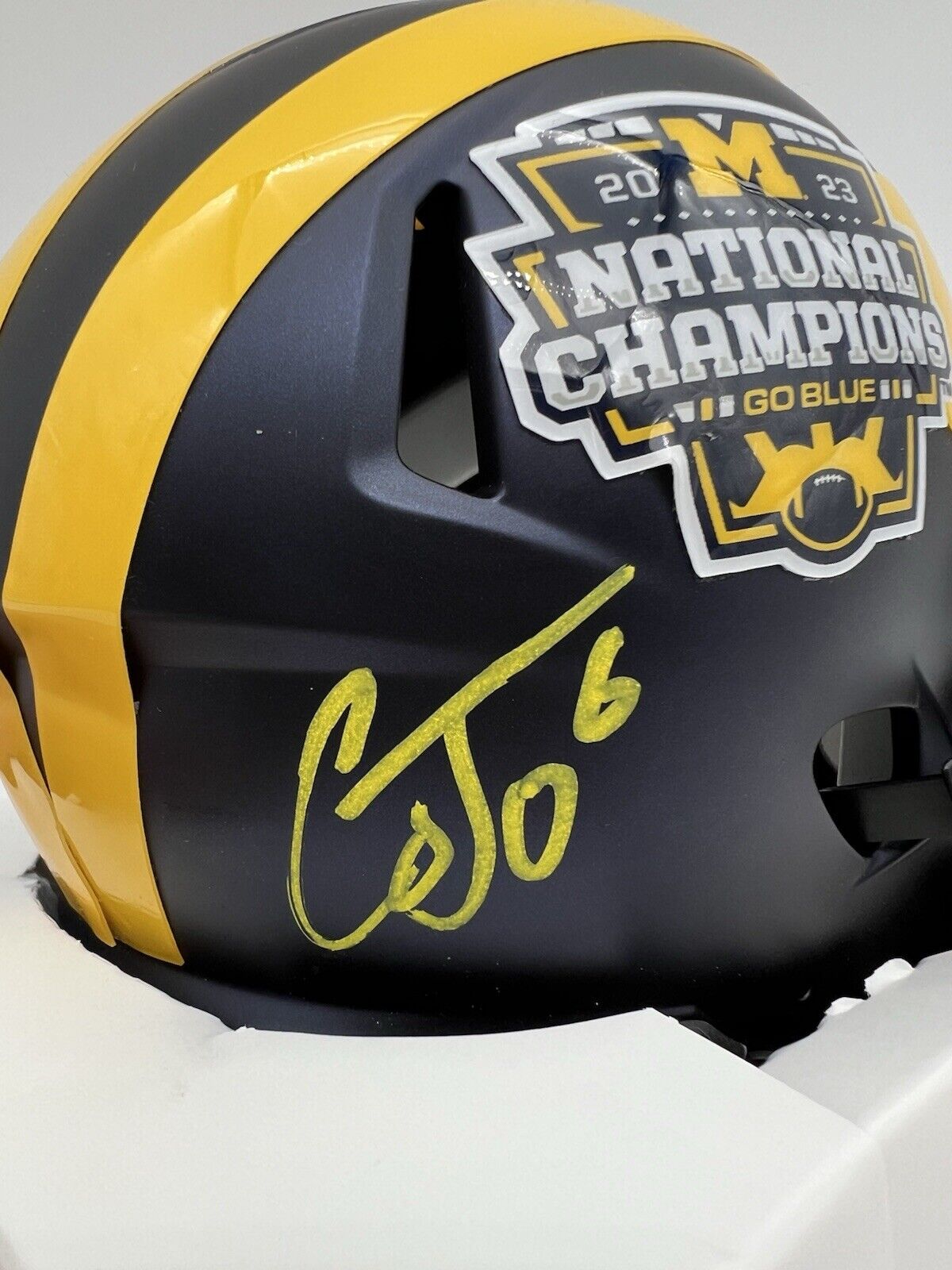 Cornelius Johnson Signed Michigan Wolverines 2023 Champs Mini Helmet JSA COA