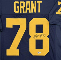 Kenneth Grant Autographed Michigan Wolverines Navy Custom Football Jersey Beckett CoA