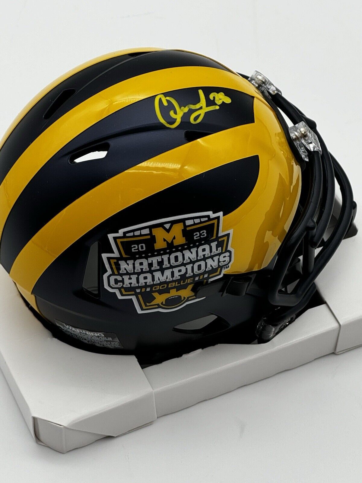 Quinten Johnson Signed Michigan Wolverines Mini Helmet JSA WITNESS COA