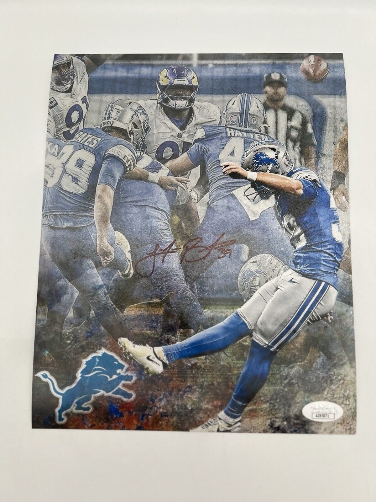 Jake Bates Autographed 8x10 Detroit Lions JSA WITNESS CoA