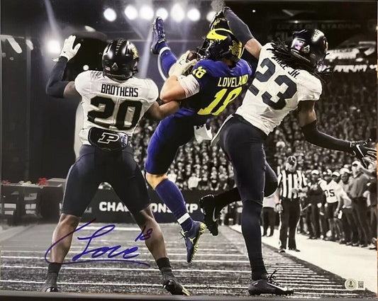 Colston Loveland Signed 8x10 Photo Michigan Wolverines BECKETT WITNESS COA