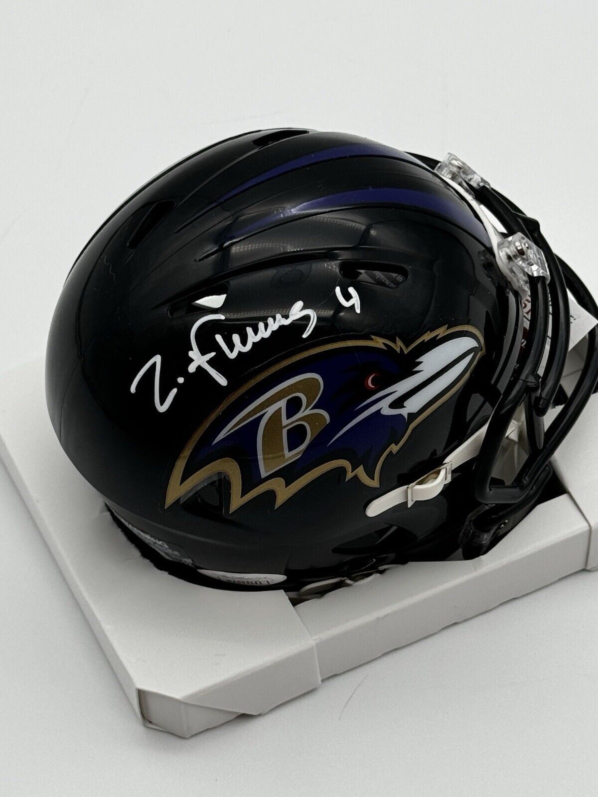 ZAY FLOWERS BALTIMORE RAVENS SIGNED MINI HELMET JSA AUTHENTIC