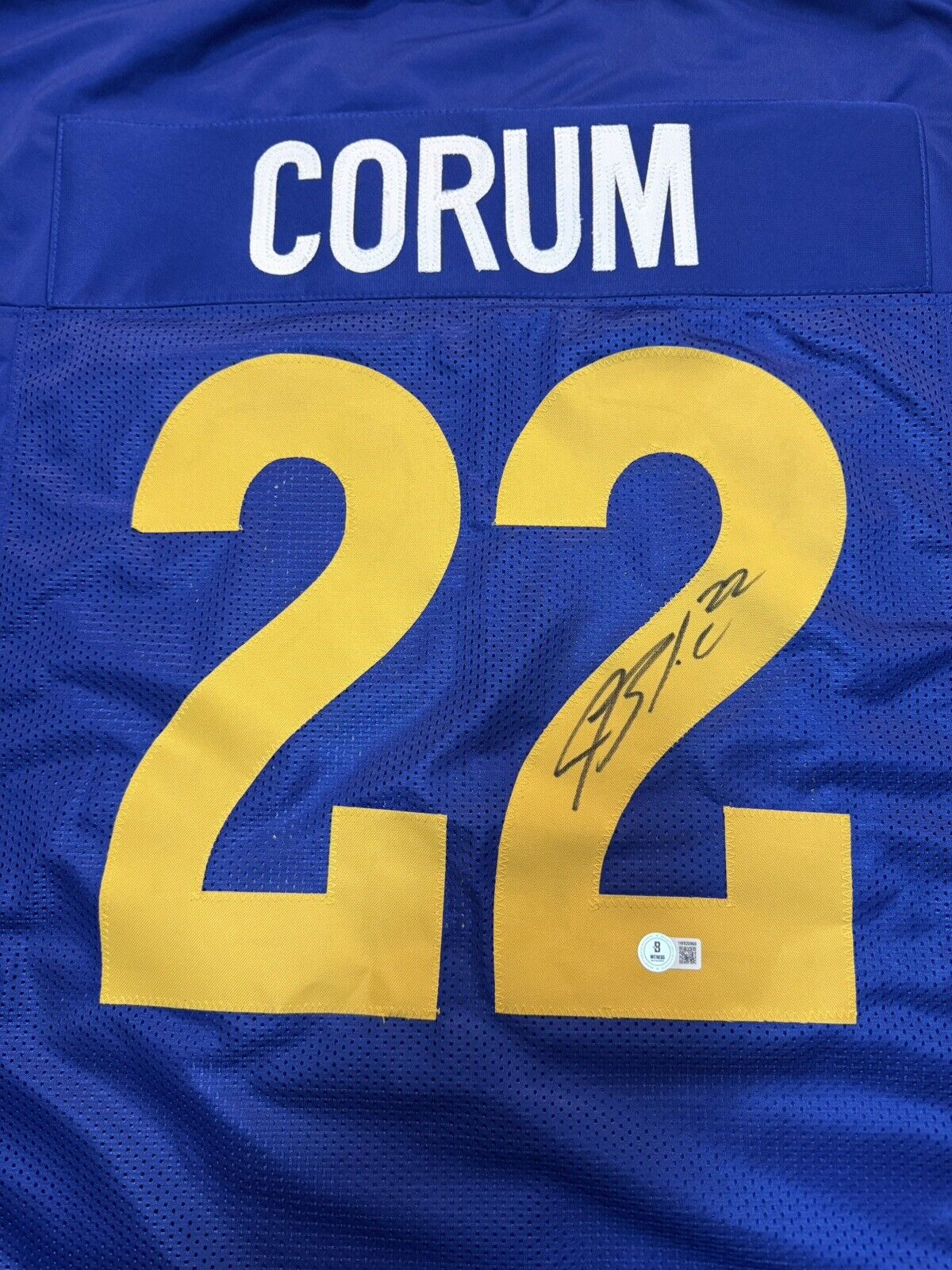 Blake Corum Rams Signed Blue Pro Style Jersey BAS Witnessed