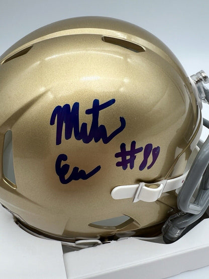 Mitchell Evans Signed Notre Dame Mini Helmet Speed JSA COA