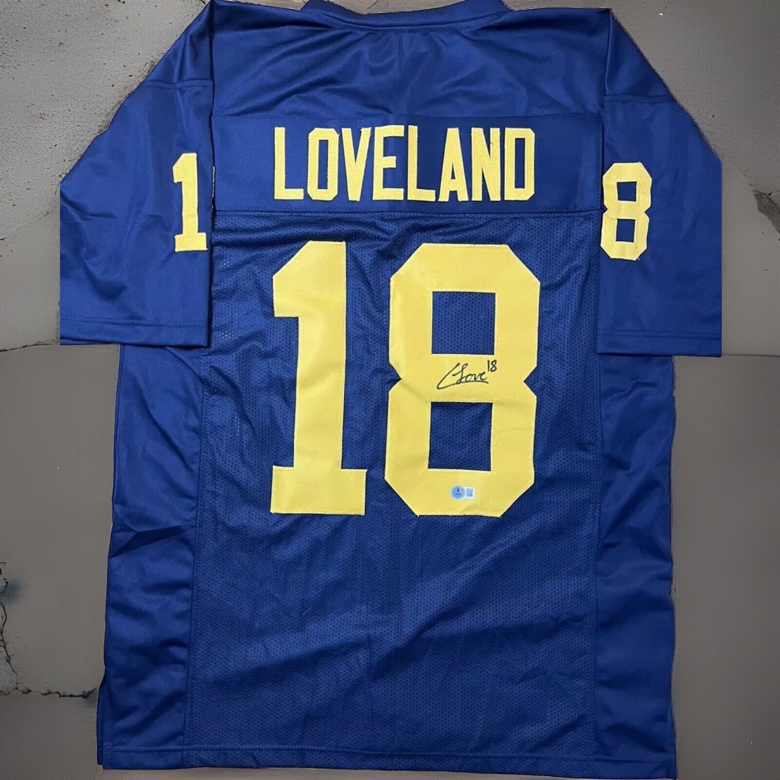 Colston Loveland Signed Custom Blue Jersey Michigan Wolverines  Beckett COA