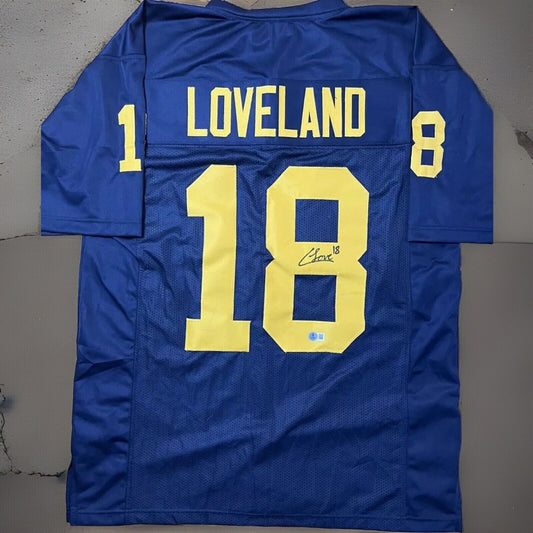 Colston Loveland Signed Custom Blue Jersey Michigan Wolverines  Beckett COA