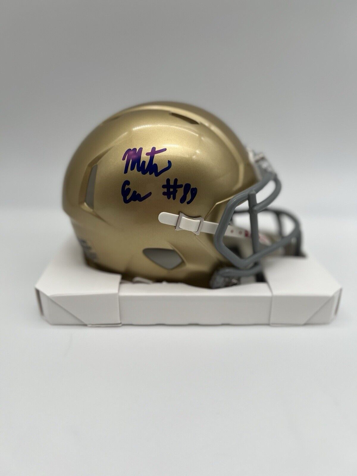 Mitchell Evans Signed Notre Dame Mini Helmet Speed JSA COA