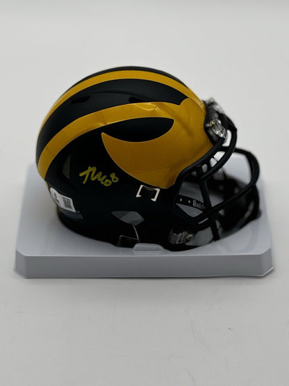 Tyler Morris Signed Mini Helmet Michigan Wolverines BECKETT WITNESS COA