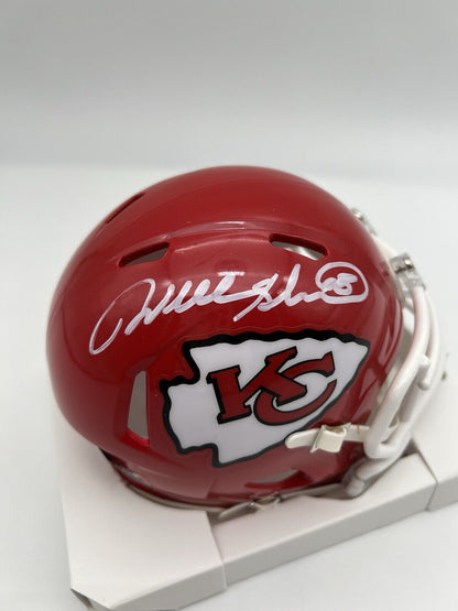 Will Shields Signed Speed Mini Helmet HOF 15 Script KC Chiefs Beckett Cert