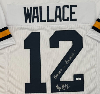 Josh Wallace Signed White Custom Michigan Wolverines Jersey Inscriptions JSA COA