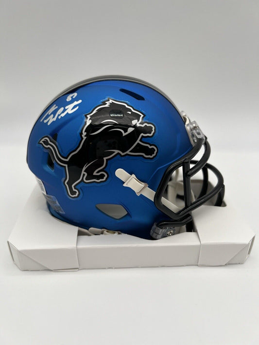 Sam LaPorta Autographed Detroit Lions 2024 Alt Mini Helmet Beckett CoA