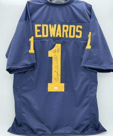 Braylon Edwards Signed Blue Michigan Wolverines Jersey JSA CoA