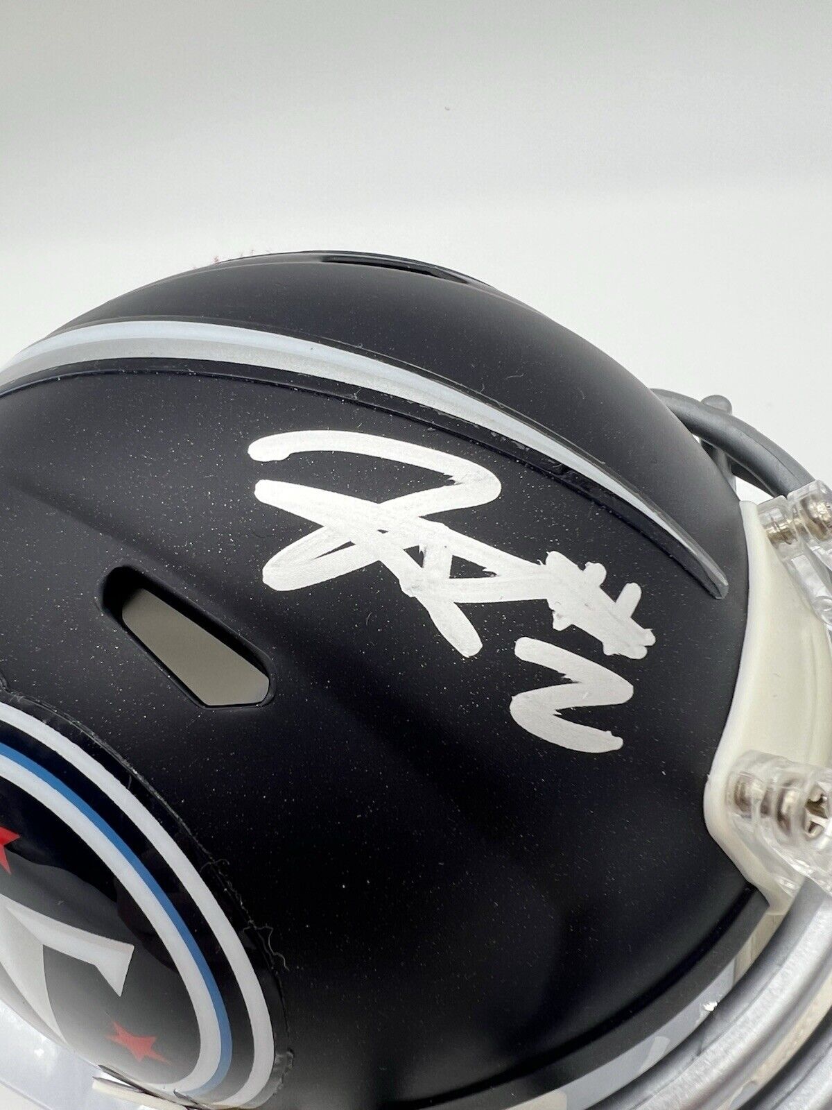 Tyjae Spears Tennessee Titans Autographed Auto Signed Mini Helmet JSA