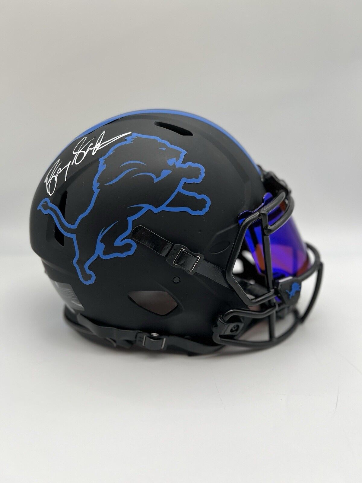 Barry Sanders Autographed Detroit Lions Eclipse Speed Full Size Helmet - SS CoA