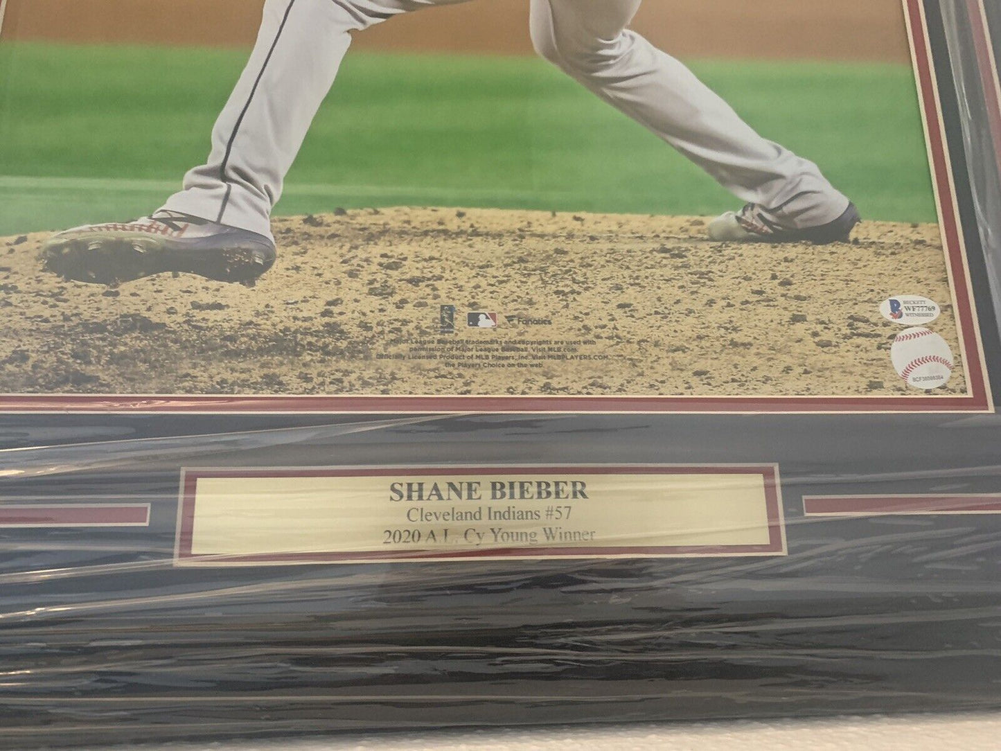 Shane Bieber Signed Cleveland Guardians 22x26 Custom Framed Photo Display  MLB