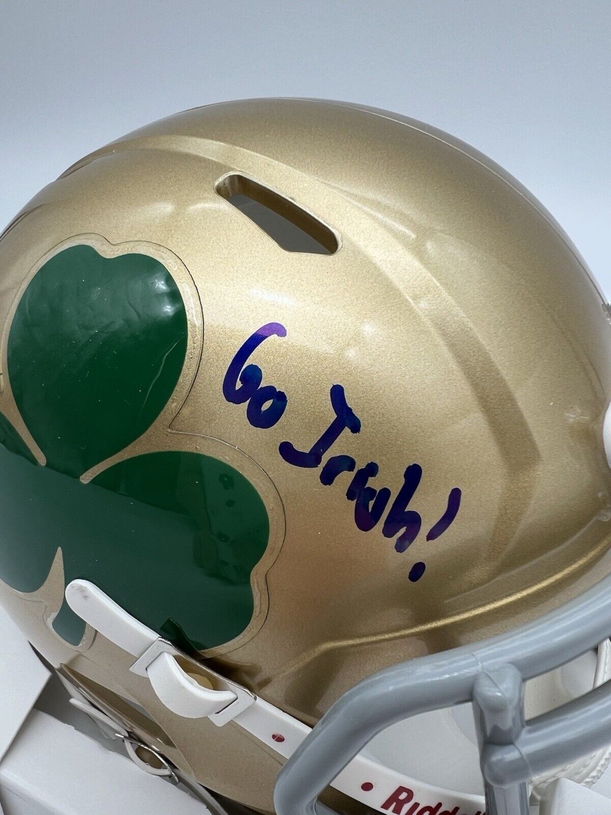 Mitchell Evans Signed Notre Dame Mini Helmet Speed JSA COA