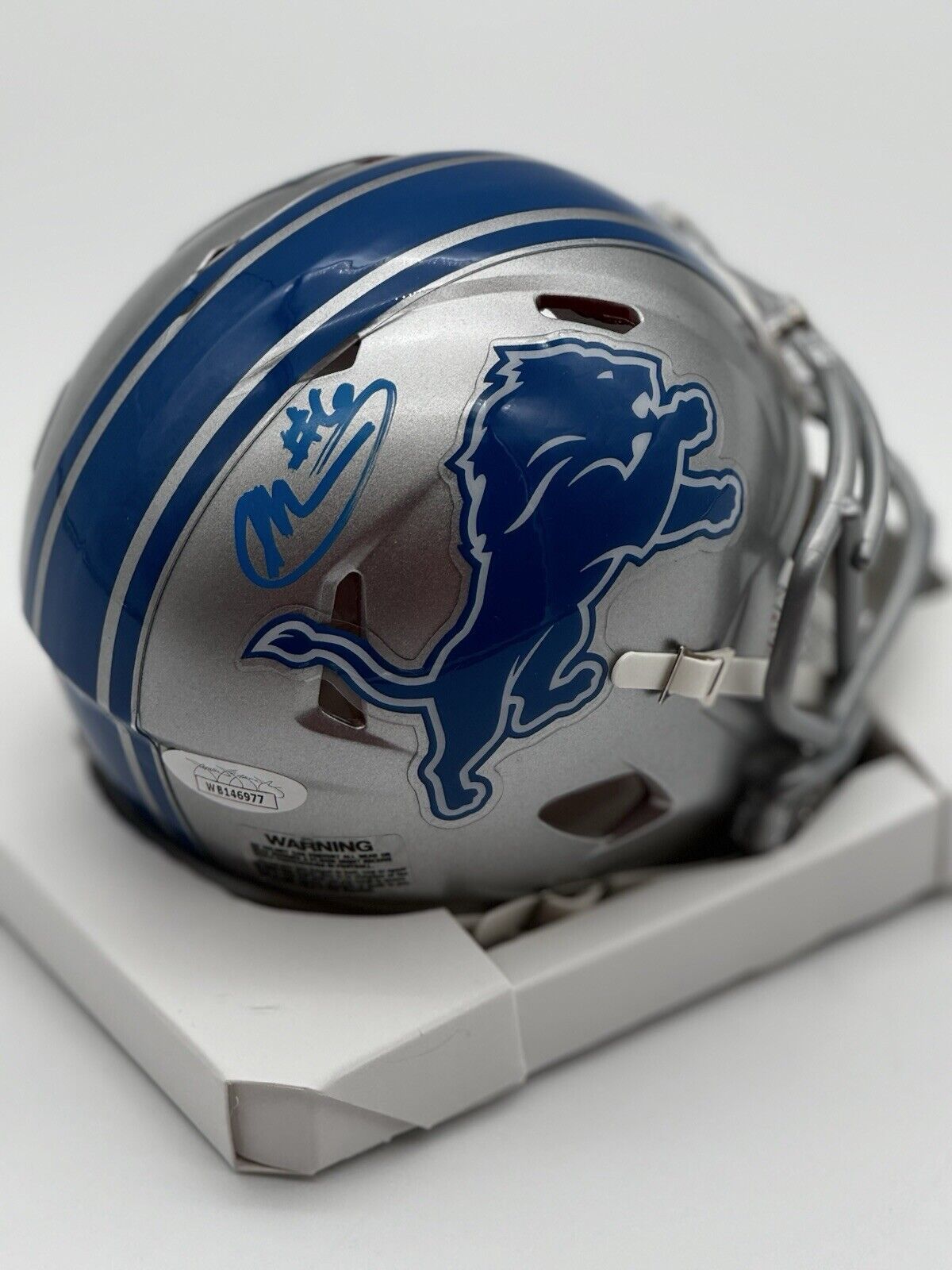 Ifeatu Melifonwu Signed Detroit Lions Mini Helmet JSA COA