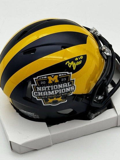 Zeke Berry Signed Michigan Wolverines Champ  Mini Helmet JSA COA