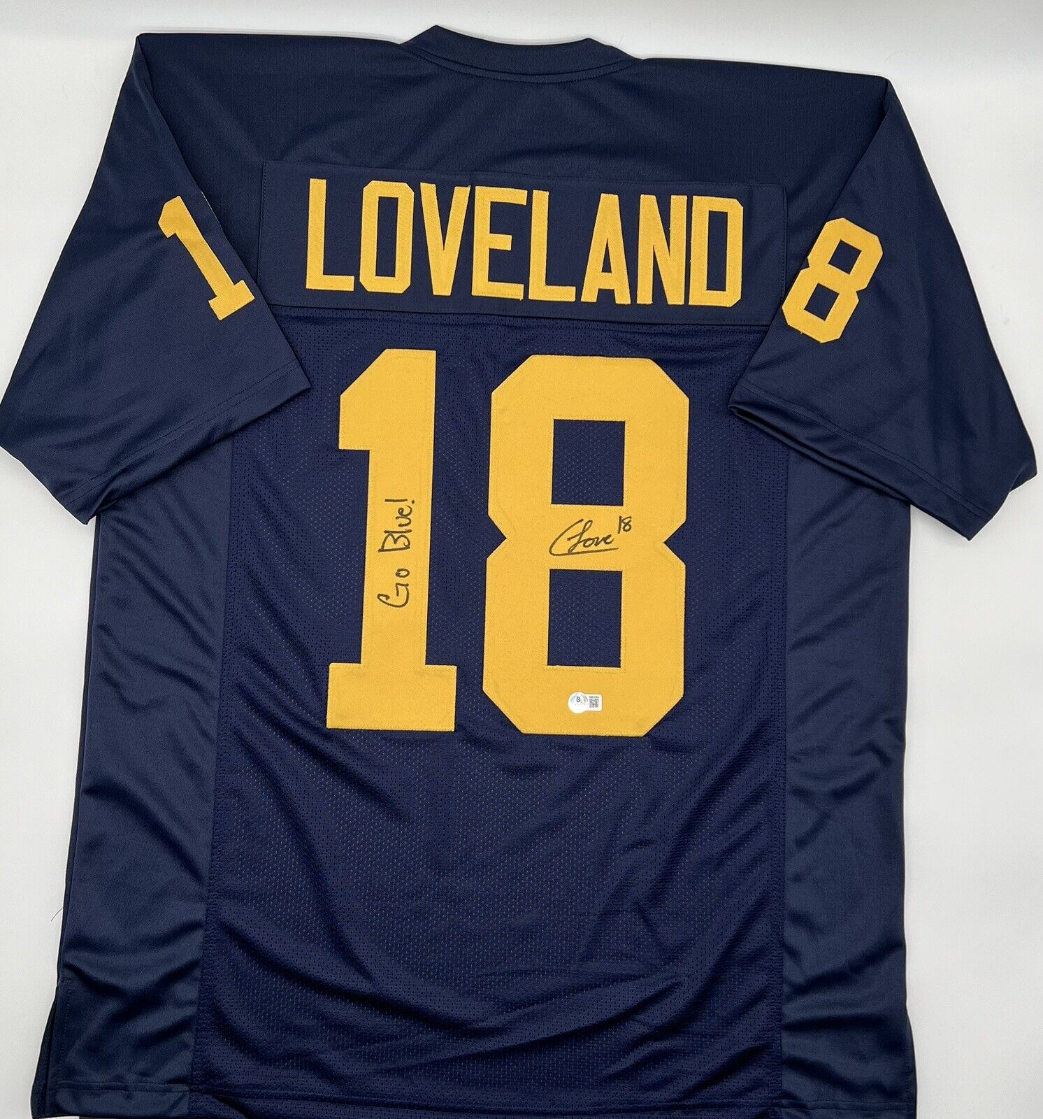 Colston Loveland Signed Blue Michigan Wolverines Jersey Natl Champs BECKETT COA