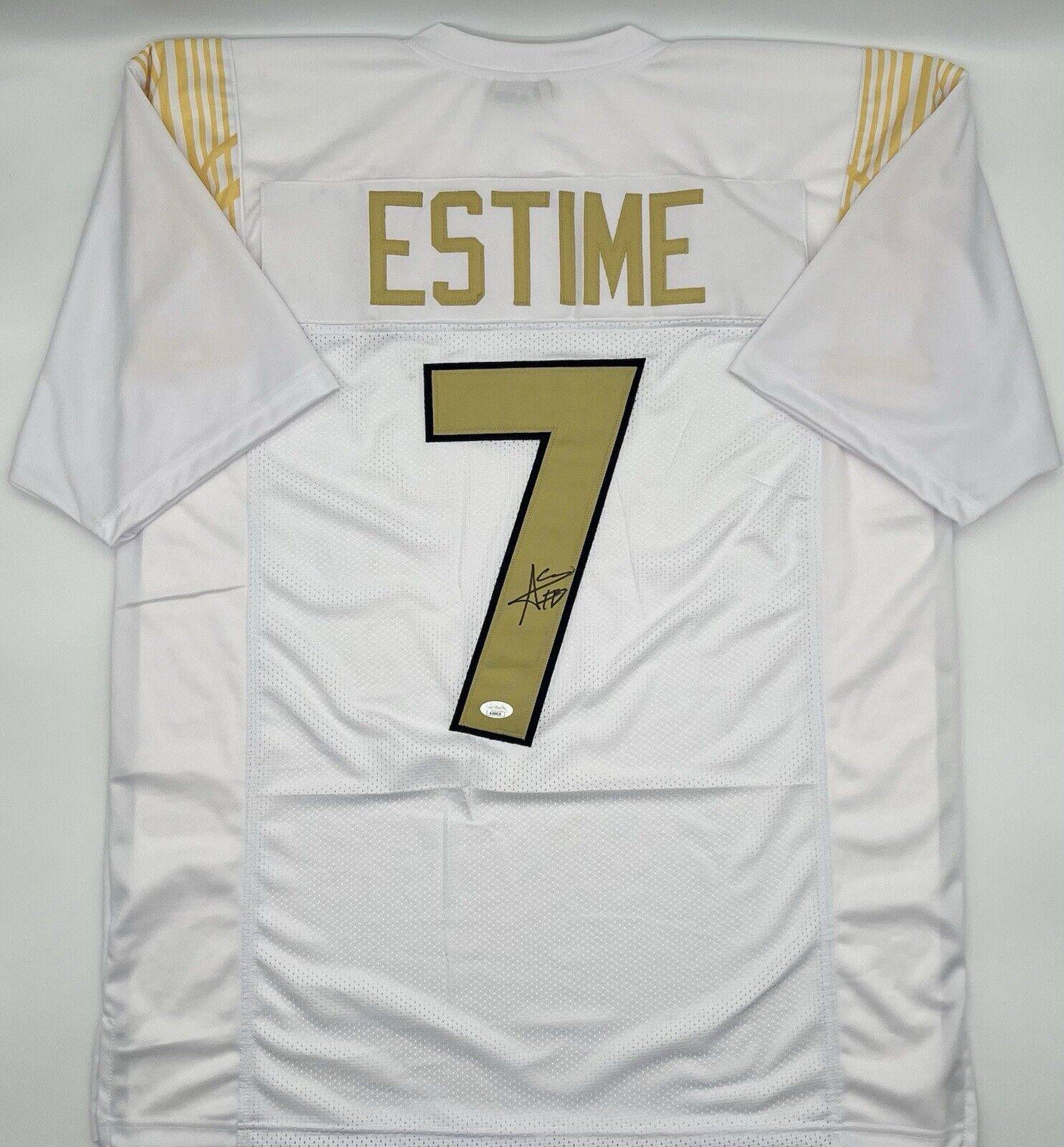 Audric Estime Signed Notre Dame White Custom Jersey JSA COA