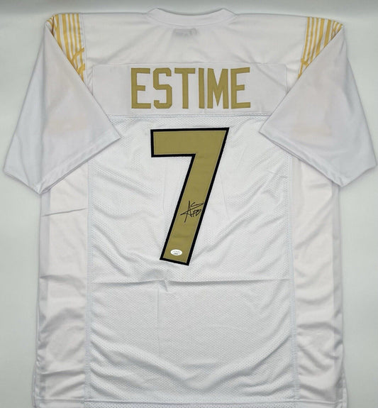 Audric Estime Signed Notre Dame White Custom Jersey JSA COA