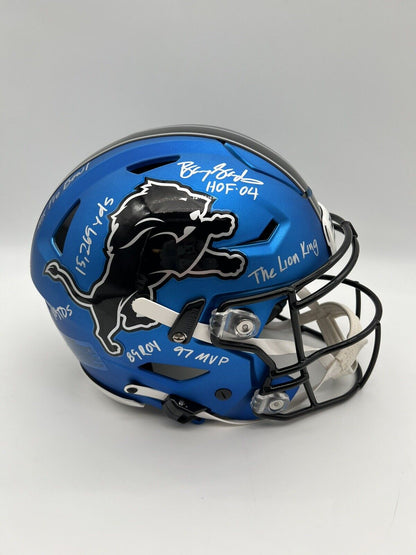 Barry Sanders Signed Detroit Lions Speed Flex FS Authentic Helmet 7 Insc COA BaS