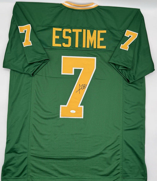 Audric Estime Signed Notre Dame Green Custom Jersey JSA COA