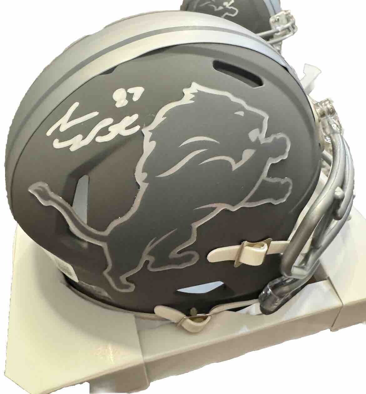 Sam LaPorta Autographed Detroit Lions Slate Mini Helmet Beckett CoA