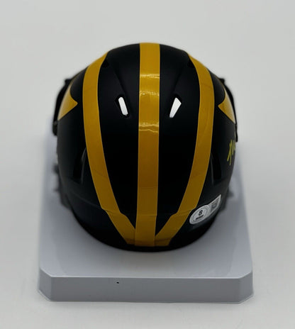 Tyler Morris Signed Mini Helmet Michigan Wolverines BECKETT WITNESS COA