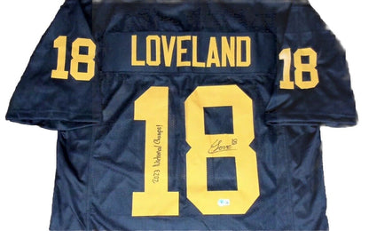 Colston Loveland Signed Blue Michigan Wolverines Jersey Natl Champs BECKETT COA