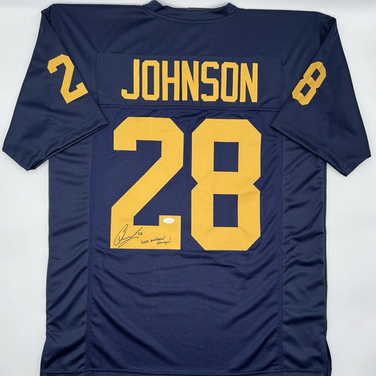 Quinten Johnson Signed Blue Custom Michigan Wolverines Jersey JSA WITNESS COA