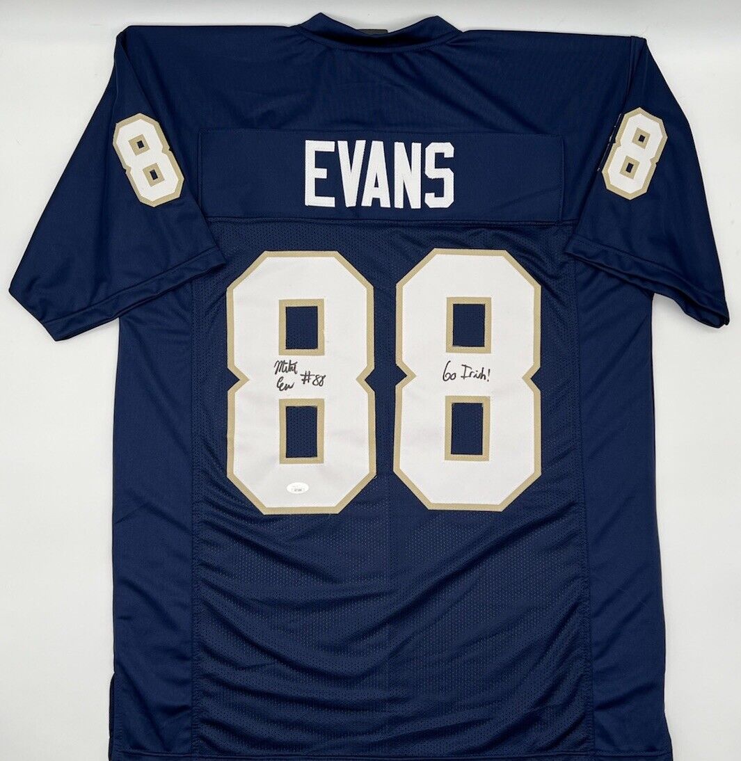 Mitchell Evans Autographed blue Notre Dame Custom Jersey JSA COA