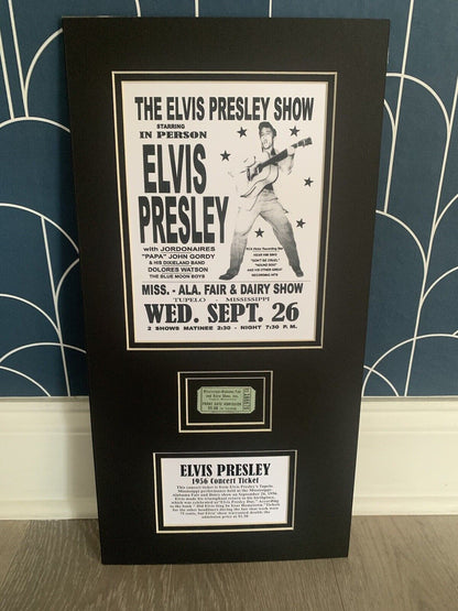 Elvis Presley Custom Matted Photo Display with Authentic Concert Ticket