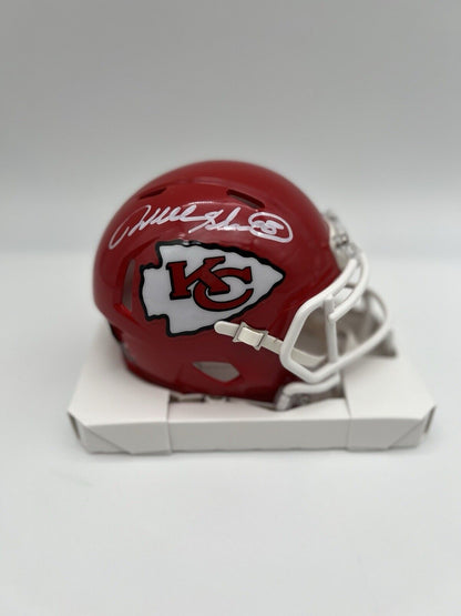 Will Shields Signed Speed Mini Helmet HOF 15 Script KC Chiefs Beckett Cert