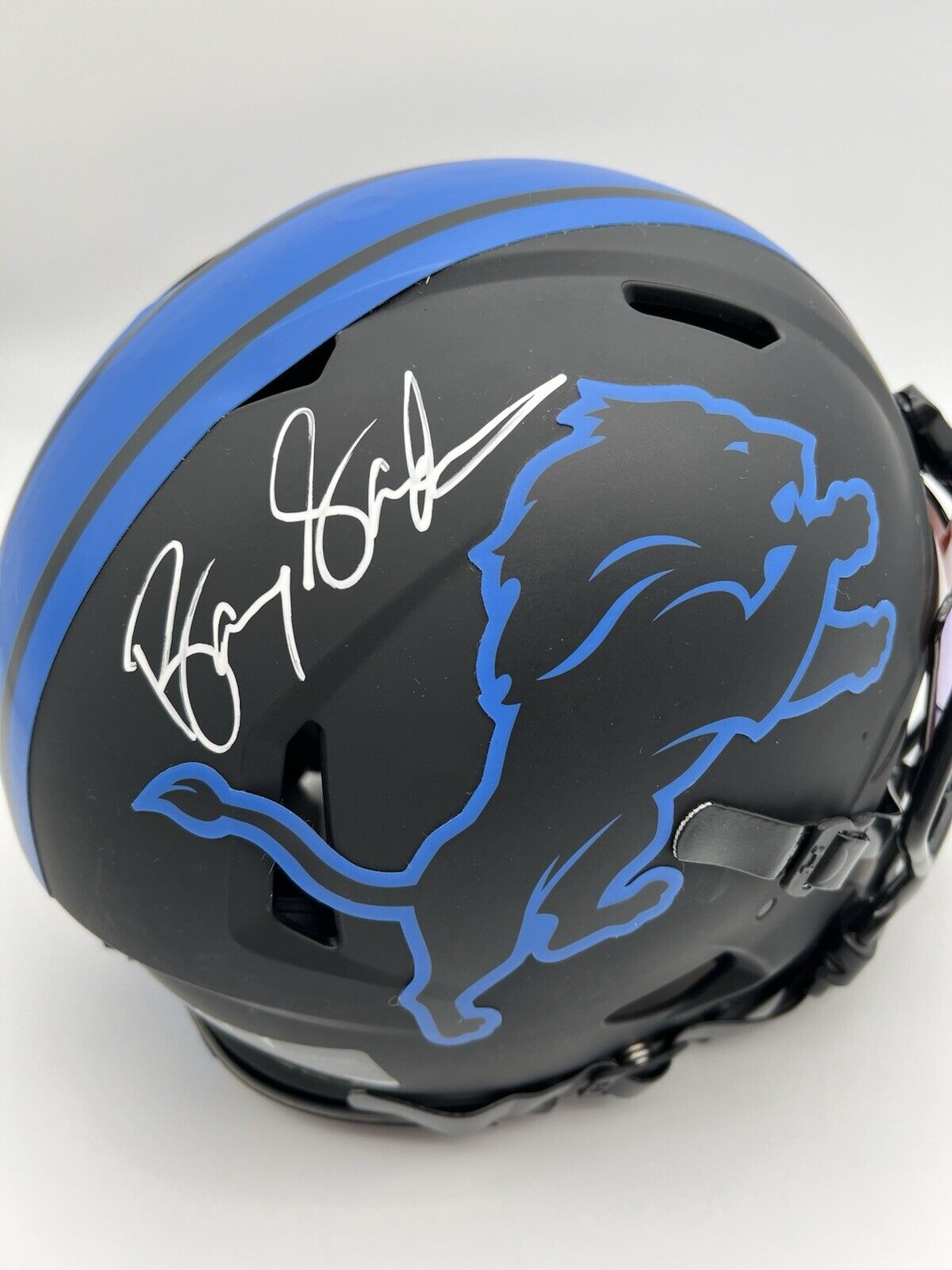 Barry Sanders Autographed Detroit Lions Eclipse Speed Full Size Helmet - SS CoA