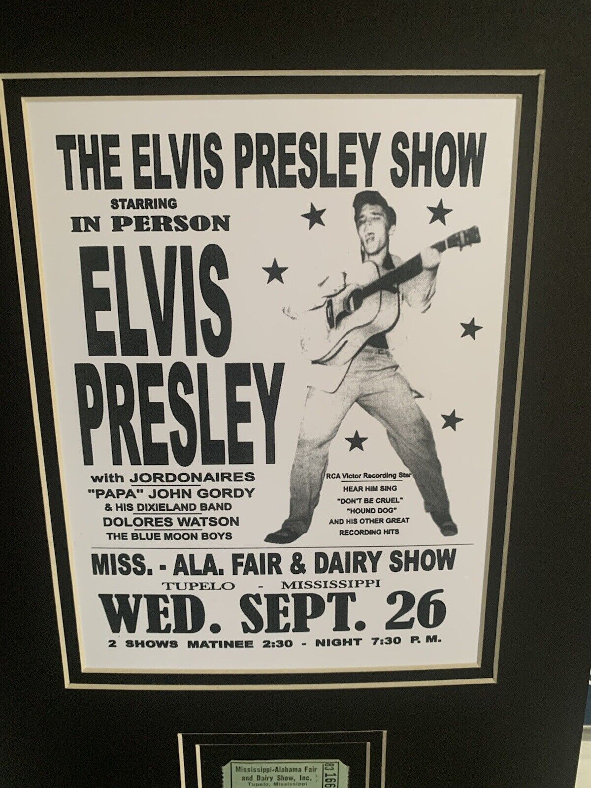 Elvis Presley Custom Matted Photo Display with Authentic Concert Ticket