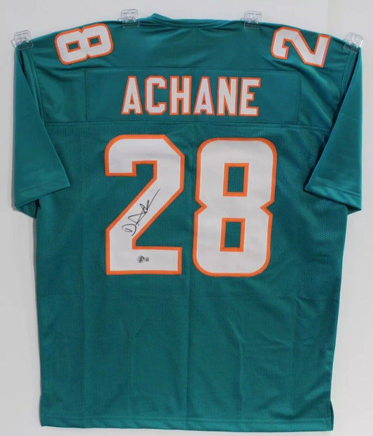 DE'VON ACHANE TEAL SIGNED PRO STYLE CUSTOM XL JERSEY  - Beckett/BAS