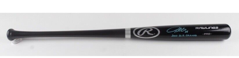 Derrek Lee Signed Rawlings Pro Baseball Bat Inscribed “2003 WS Champs” (JSA)