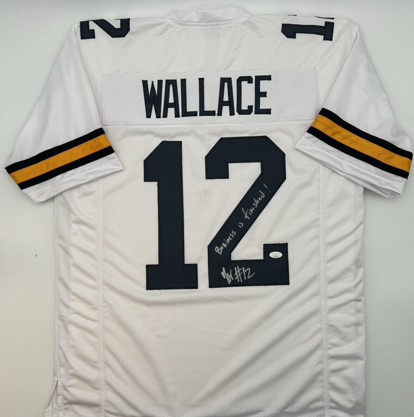 Josh Wallace Signed White Custom Michigan Wolverines Jersey Inscriptions JSA COA