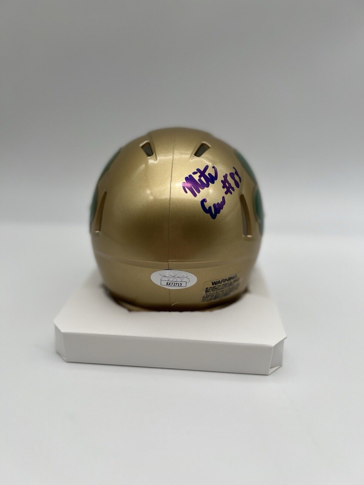 Mitchell Evans Signed Notre Dame Mini Helmet Speed JSA COA